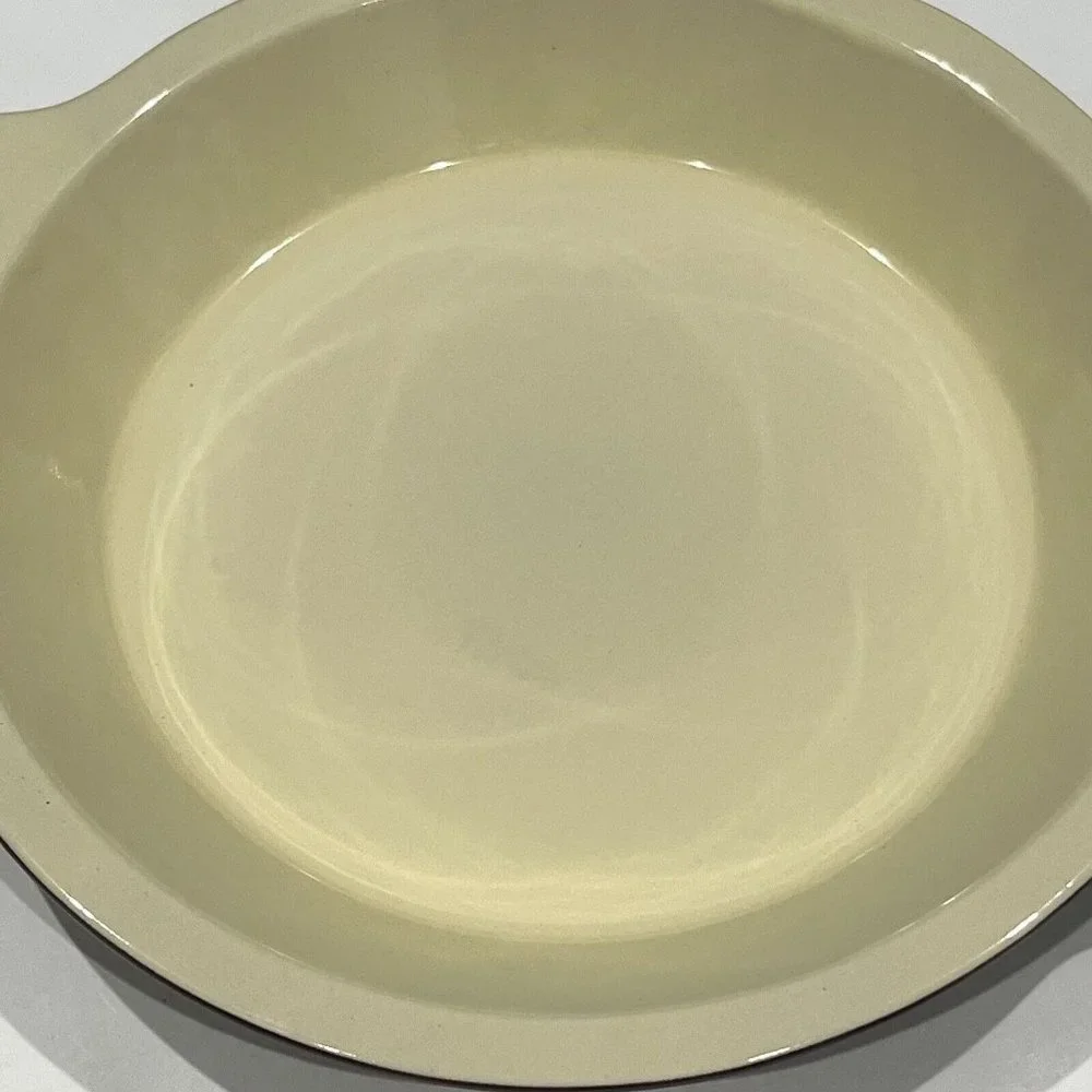 QVC Technique Ceramic Brown And Cream 10” Pie Plate With Lifter And Instructions